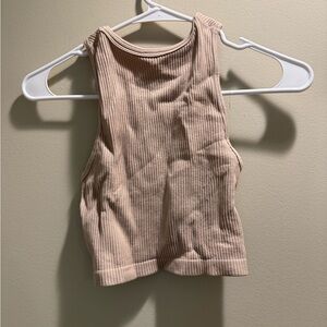 Stylish Beige Ribbed Crop Top